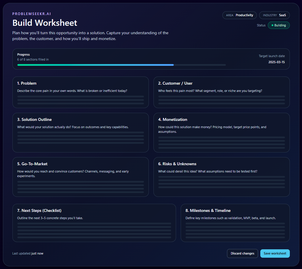 Build worksheet screenshot